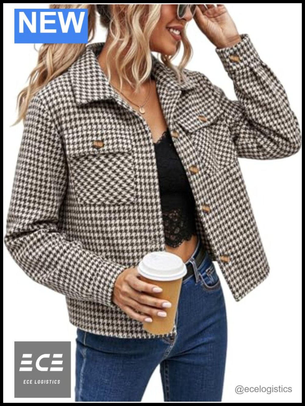 Cropped Plaid Shacket Button Down Long Sleeve Casual Jacket